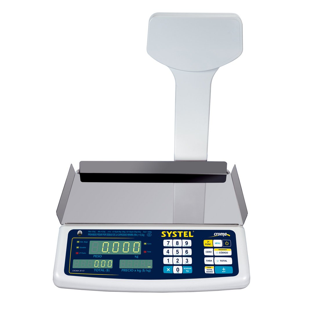 Balanza comercial digital Systel Croma con batería 31kg con mástil