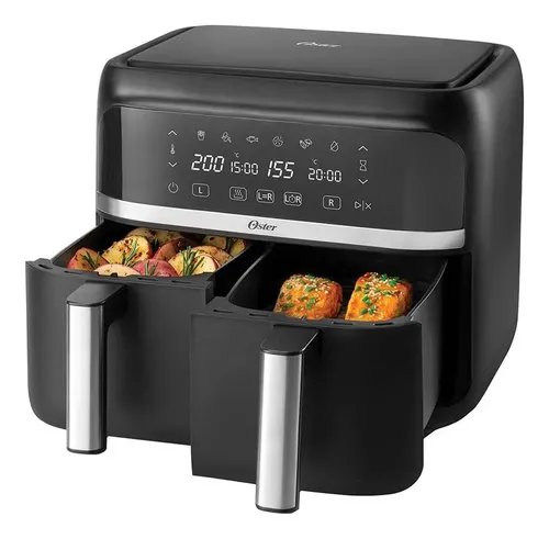 Freidora De Aire Oster Airfryer Dual 7.6l Fundición Color Negro